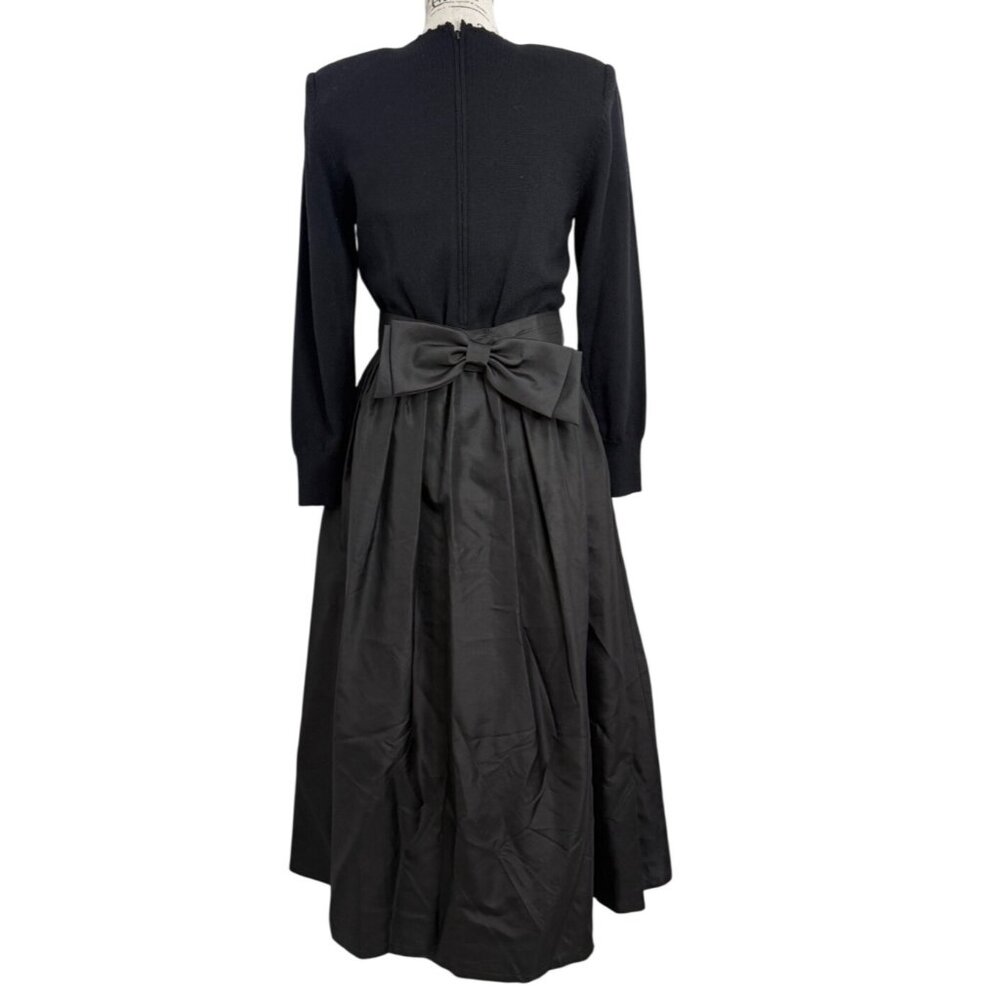 Vtg 70s Ciao Womens Size 6 DressBlack Embellished Sweater & Satin Full Skirt MCM - Picture 3 of 7